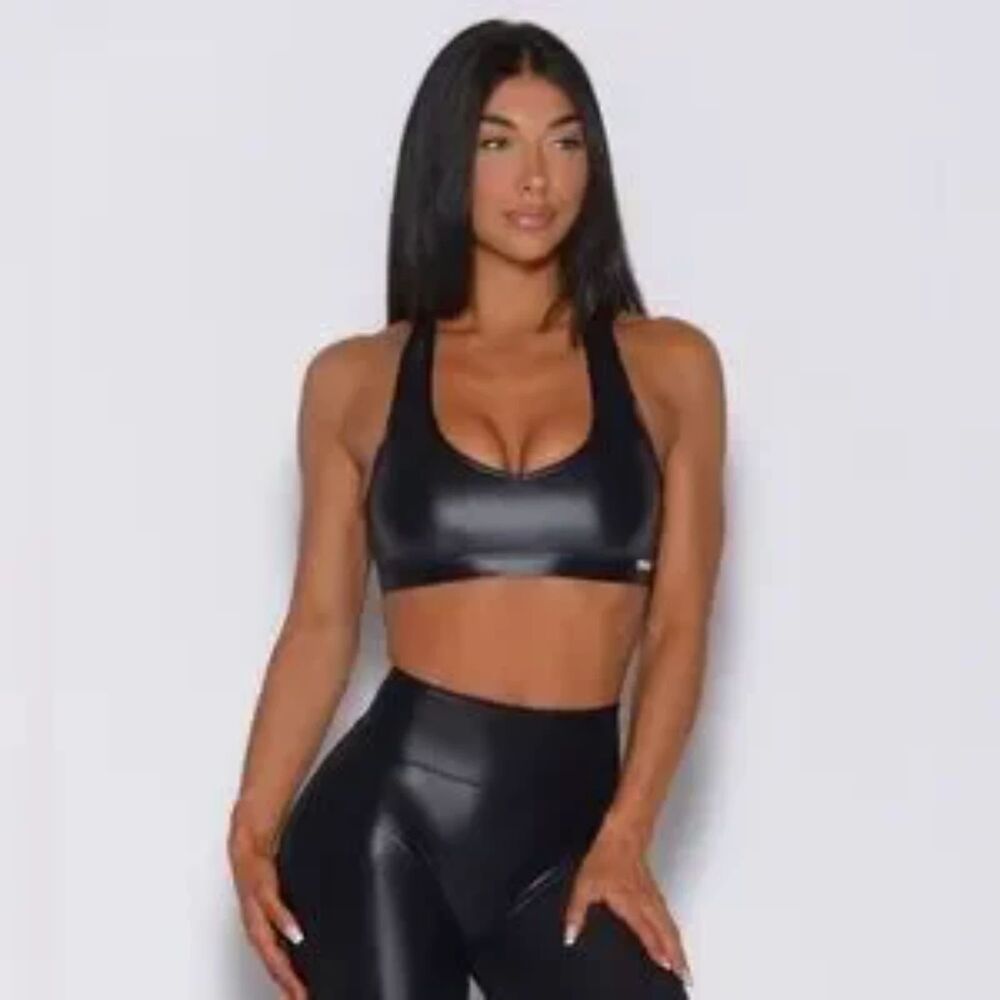 Bombshell Sportswear Navy Gloss Toggle Sports Bra Size Small